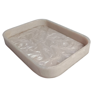 Plateau rond décoratif en résine polie, disponible en plusieurs couleurs, écologique, organisateur de cosmétiques pour fêtes, décoration intérieure, vanité, haute qualité - Product Image 4