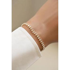 Marquise Cut Diamond Tennis Bracelet <b>Solid</b> White <b>Gold</b> Prong Setting Simple Chain Dainty Wrist Link Sparkle Bridal Fine Jewelry - Product Image 1