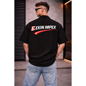 เสื้อเชิ้ตแขนสั้นคอจีนสไตล์ลำลองคุณภาพสูงสำหรับผู้ชาย ยี่ห้อ Ekin Impex เหมาะสำหรับฤดูร้อน ติดกระดุม ผลิตจากโพลีเอสเตอร์ 100% - Product Image 4