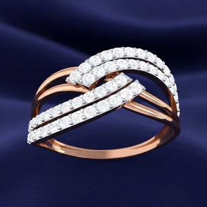 Elegante Anillo de Promesa de Doble Hilera en Oro Rosa con Ondas Entrelazadas en Forma de S para Aniversario - Product Image 3