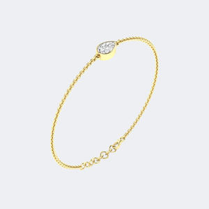 Bracelet à maillons en or 14K jaune, blanc et rose, avec diamant de laboratoire taille poire serti clos, 0,70 carats au total, brillant DEF, forme goutte d'eau - Product Image 2