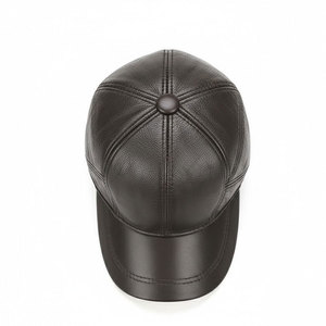 6 Panel <b>Black</b> PU Leather Baseball <b>Cap</b> Adjustable Strap Curved Brim Hat for <b>Men</b> Women Custom Logo Fashion Streetwear Wholesale - Product Image 5
