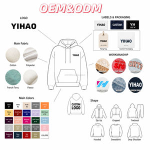 Sweat à capuche unisexe coupe ajustée en molleton coupe-vent en coton tricoté à épaules tombantes à manches longues avec logo personnalisé pour l'hiver - Product Image 3