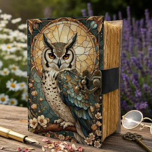Diario de Cuero con Diseño de Búho Religioso Clásico Hecho a Mano, Cuaderno de Escritura, Grimoire, Cuaderno de Bocetos, Diario con Candado, Regalo Personalizado, 200 Páginas - Product Image 2