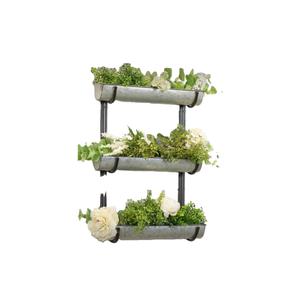 Jardinière triple suspendue en métal galvanisé avec chaîne, pot de fleurs à 3 niveaux pour décoration intérieure, extérieure, balcon et maison - Product Image 3