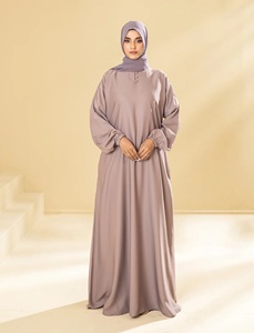 Ensemble Abaya Rosset Serenity pour femmes musulmanes, style saoudien, uni, manches longues élastiques, longueur au sol, coupe droite, couvrant entièrement, pour le quotidien - Product Image 3