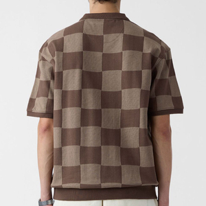 เสื้อกอล์ฟผู้ชายลายตารางหมากรุกสีน้ำตาล รุ่นใหม่ปี 2026 สไตล์ลำลอง ทรงปกติ ลายเรขาคณิต - Product Image 2