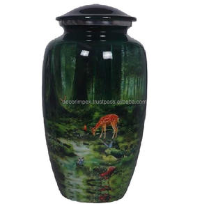 โกศใส่เถ้ากระดูกโลหะสำหรับตกแต่งแบบโบราณสีเขียว - Product Image 1