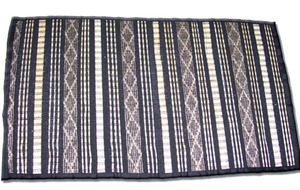 Handwoven Bamboo Rectangle Retro Black & Natural Striped Reusable <b>Table</b> <b>Mat</b> - Product Image 2