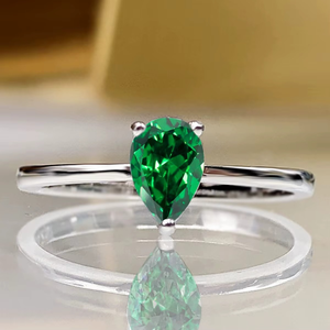 Light Luxury Moissanite <b>Ring</b> 925 <b>Silver</b> 10K Gold <b>Emerald</b> Pear Shaped Moissanite <b>Ring</b> Super Delicate Fashion <b>Ring</b> For Unisex - Product Image 2