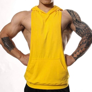 Camiseta sin mangas directa de fábrica, chaleco muscular con capucha para entrenamiento, culturismo, 100% algodón, poliéster, transpirable, de talla grande, multicolor - Product Image 5