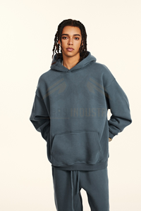 เสื้อฮู้ดดี้ผู้ชายสีน้ำเงินกรมท่า แขนยาว มีกระเป๋าจิงโจ้ - Product Image 3
