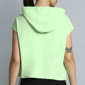 Haut court à capuche personnalisé de haute qualité pour femme, sans manches, en coton, idéal pour l'entraînement estival - Product Image 3