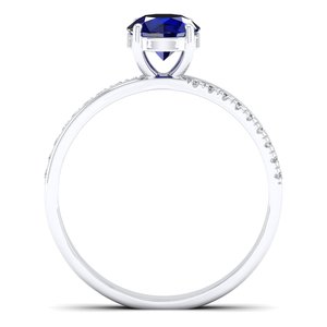 Anillo de Compromiso REYES de Lujo en Oro Blanco de 14K con Diamantes para Mujer, Precio al por Mayor, Gema de Zafiro Azul de 0.84 Quilates, Joyería Fina - Product Image 4