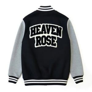 Chaqueta Varsity Personalizada para Hombre, Chaqueta Letterman con Bordado Chenille, Chaqueta de Béisbol con Mangas de Cuero y Mezcla de Lana, OEM al por Mayor - Product Image 2