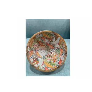 Bol de service Iftar en bois de manguier imprimé de luxe, bol en bois imprimé émaillé - Product Image 5