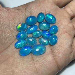 Ethiopian Natural Blue Opal Pryba Color Precious Fire Oval Cut Loose Gemstone Cabochon October Birthstone Gift Hasnain Gems - Product Image 2