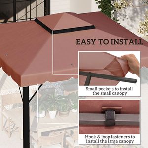 Telo di Ricambio Moderno 3x3 m per Gazebo con Tetto a Doppia Ventilazione, Impermeabile, Colore Caffè, per Patio Esterno con Pali in Alluminio - Product Image 6