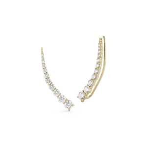 Pendientes de Gancho Curvos Graduados con Diamantes Cultivados en Laboratorio de 24mm, Pendientes de Barra Curva Lineal para Escalar la Oreja, Personalizados en Oro de 14K y 18K - Product Image 1