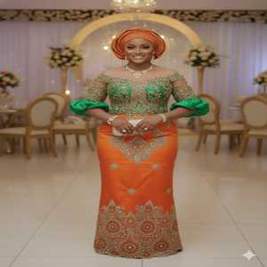 Oferta de Verano Exclusiva: Impresionante Tela de Seda Tafetán Nigeriana George Wrapper, Antiestática, Transpirable, 120 GSM, Color Esmeralda - Product Image 4