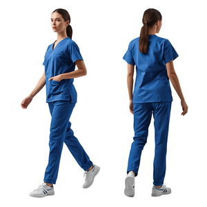 Unisex Knitted Breathable Cargo Pocket <b>Scrub</b> <b>Set</b> with Customized Color for Hospital Use - Product Image 2