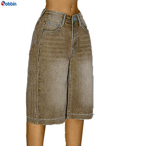 Shorts Vaqueros de Pierna Ancha y Corte Holgado de Alta Calidad para Mujer, Diseño Único, Estilo Casual, Overoles de Mezclilla para Verano - Product Image 3