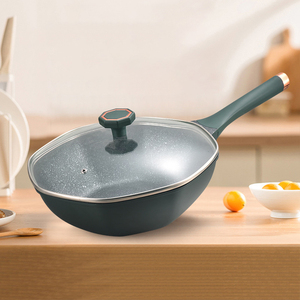 Wok Antiadherente Duradero con Base de Cerámica, Tapa de Vidrio, Mango de Aleación de Zinc, Apto para Lavavajillas, Diseñado para una Calentamiento Rápido y Distribución de Calor - Product Image 4