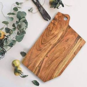 Tabla de Cortar Rectangular de Madera de Acacia con Asa, Diseño de Grano Natural, Bloque de Corte para Cocina - Product Image 1