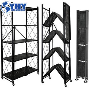 Estante de almacenamiento de metal plegable de 5 niveles, estante independiente con ruedas - Product Image 6