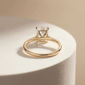 18K Gold 925 Sterling Silver <b>Cushion</b> Cut Moissanite Solitaire Engagement <b>Ring</b> Lab Grown Diamond <b>Ring</b> - Product Image 6