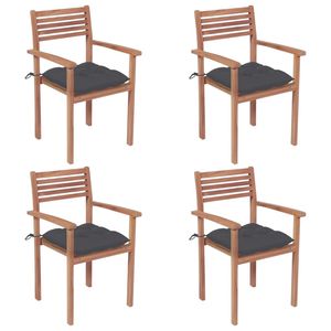 Set of 4 <b>Stackable</b> Teak <b>Garden</b> <b>Chairs</b> Comfortable and Durable for Outdoor Entertaining - Product Image 1