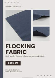 Tissu en rayonne tissé sur mesure, dos en velours floqué W54" RD55-177 Bleu - Product Image 2