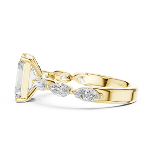 Anillo de Diamante Cultivado en Laboratorio con Corte Radiante, Oro Sólido de 14K/18K, Anillo Marquise con Pavé, 2.60CT DEF VVS, Certificado IGI, Anillo de Aniversario, Venta al Por Mayor - Product Image 5