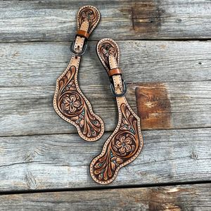 Éperons d'équitation en cuir véritable de qualité supérieure avec sangles réglables, taille personnalisée, modèle LC-366 - Product Image 1