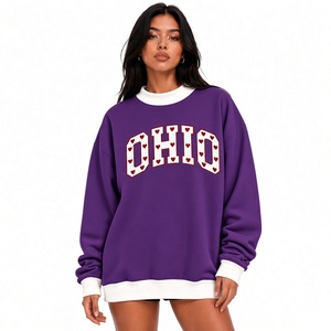 Sudadera de cuello simulado rosa para mujer con hombros caídos, ribete blanco y estampado de letras, estilo casual para el día a día, ropa suave. - Product Image 5