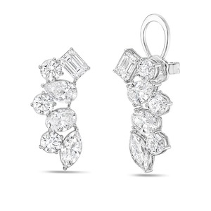 6 CT Lab Grown Multi-Cut Oval & Pear Cut Diamonds 18K Gold Rhodium Plated IGI Certified Drop <b>Stud</b> Earrings - Product Image 1