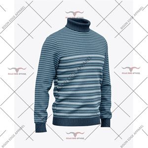 เสื้อสเวตเตอร์คอเต่าถักลายริบบ์สำหรับผู้ชาย เนื้อผ้านุ่ม อุ่นสบาย สวมใส่ได้ทุกวัน เหมาะสำหรับฤดูหนาว ผ้าถักยืดหยุ่น ใส่สบาย ทันสมัย - Product Image 5