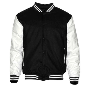 High Quality Canvas Turn-down Collar Varsity <b>Jacket</b> Premium Wool Winter Bomber Coat Casual <b>Baseball</b> Uniform Front Premium - Product Image 5