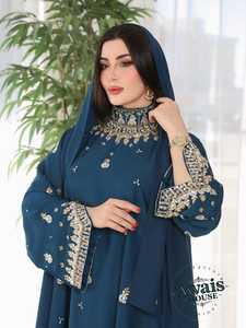 Wholesale AWAIS HOUSE Luxury 2-Piece <b>Set</b> Muslim Women Modest Simple Solid Chiffon <b>Beaded</b> Kaftan OEM Service Washable - Product Image 6