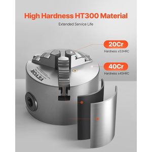 Mandrin de tour auto-centrant de 3 pouces avec vis de fixation à clé en T, plage de serrage 0,08-2,48 (2-63 mm), compatible réversible - Product Image 2