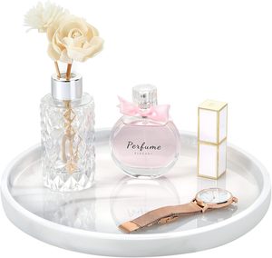Plateau rond en résine, organisateur de rangement décoratif pour salle de bain, toilettes, chambre, comptoir de cuisine, plateau de commode - Product Image 1