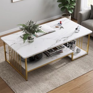 Mesa de Centro Moderna y Sencilla de Estilo Nórdico con Superficie de Mármol Sintético y Combinación de Mueble para TV, Fácil de Limpiar - Product Image 5