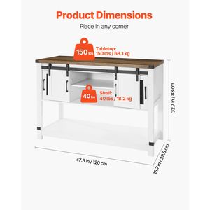 Mobiletto Bar in Stile Rustico 120x40x83 cm con 4 Ripiani, in Metallo e Legno, con Ante Scorrevoli a Battente - Product Image 3