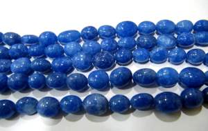Perles de pierre de quartz saphir bleu teint, forme ovale, 13 pouces de long - Product Image 4