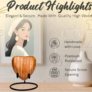 Elegant Rosewood Memorial Urn for Adults Rustic Wooden Ashes Urn with Carved Design by AYAANS - Product Image 5