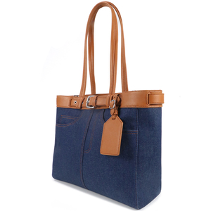 Bolso de Hombro de Mezclilla Portátil Personalizado OEM para Mujer, Diseño de Cuero PU con un Pequeño Adorno de Cuero - Product Image 4