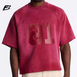 Camisetas Personalizadas al por Mayor para Hombre, Corte Holgado, Algodón Lavado, Cuello Redondo, Estampado de Números, Ropa Urbana, Proveedor a Granel en EE. UU. - Product Image 1