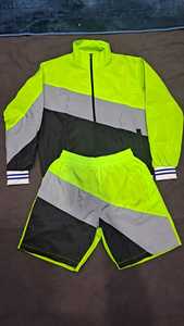 Custom Two Piece Set Reflective Women's 2026 Windbreaker <b>Zipper</b> Hoodie <b>Jacket</b> Shorts Tracksuit Casual Solid Heavyweight - Product Image 5
