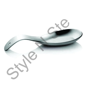 Cuillère Ustensile Rest Métal Maria cuillère repos argent couleur miroir poli avec support poinçonnage En Gros En Acier Inoxydable - Product Image 1