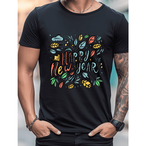 2025 elegante t-shirt da uomo in cotone per tutte le stagioni comoda a maniche corte per il nuovo anno - Product Image 6